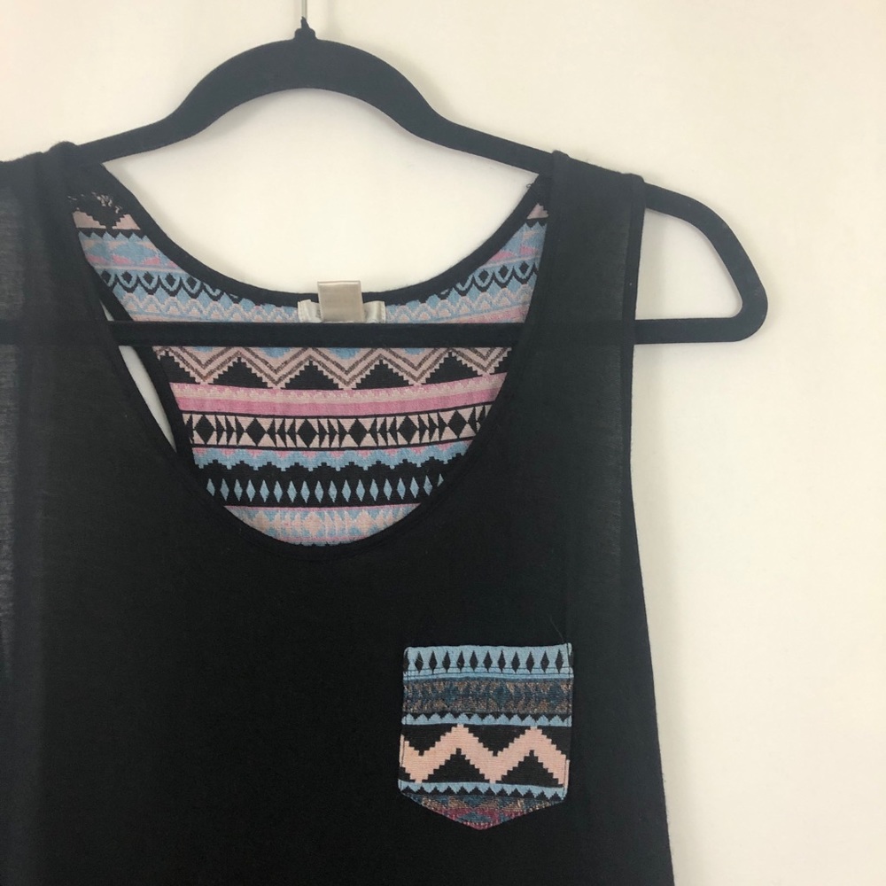 Bozzolo Black Tank with Aztec Details